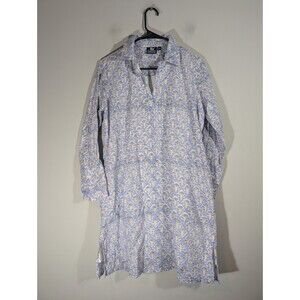 Madison Mathews Floral Print 3/4 Sleeve Cotton Tunic Dress Womens Sz XS Preppy